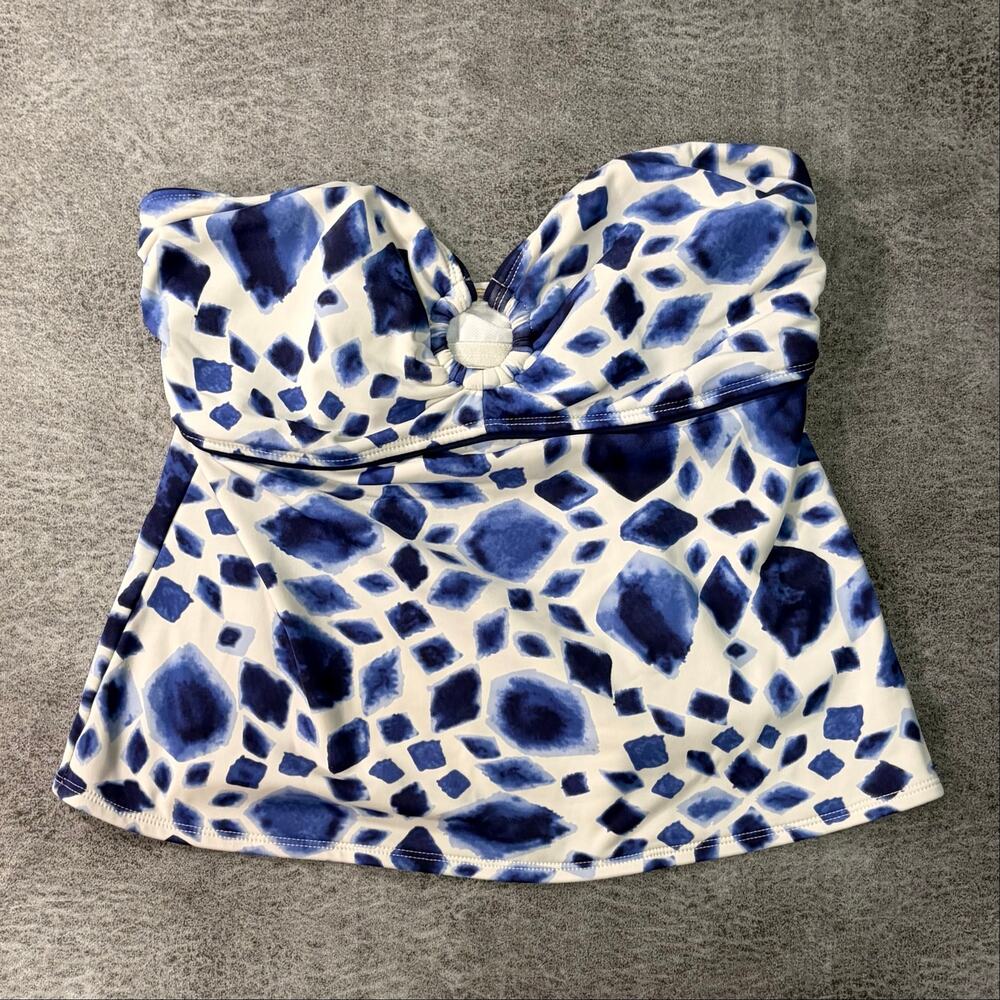 Watercolor Blue and White Strapless Tankini
